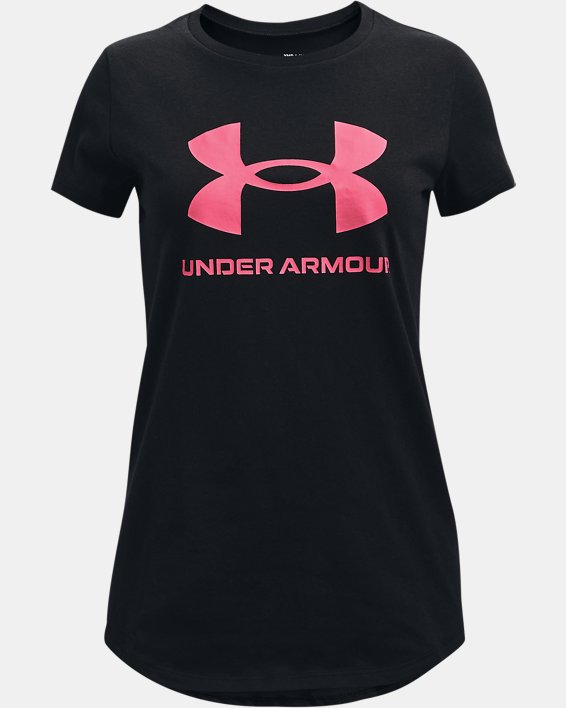 Girls' UA Sportstyle Graphic Short Sleeve, Black, pdpMainDesktop image number 0